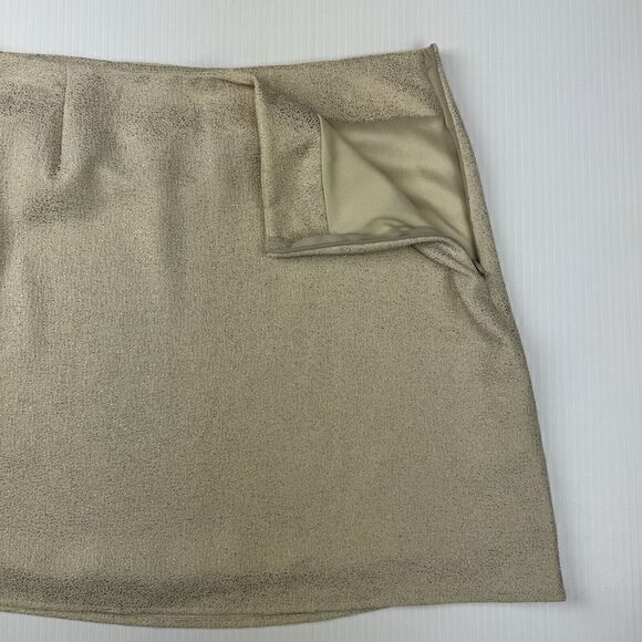 Myan Ivory Shimmer Formal Mini Skirt Size Medium Sparkle Lined - Picture 4 of 10